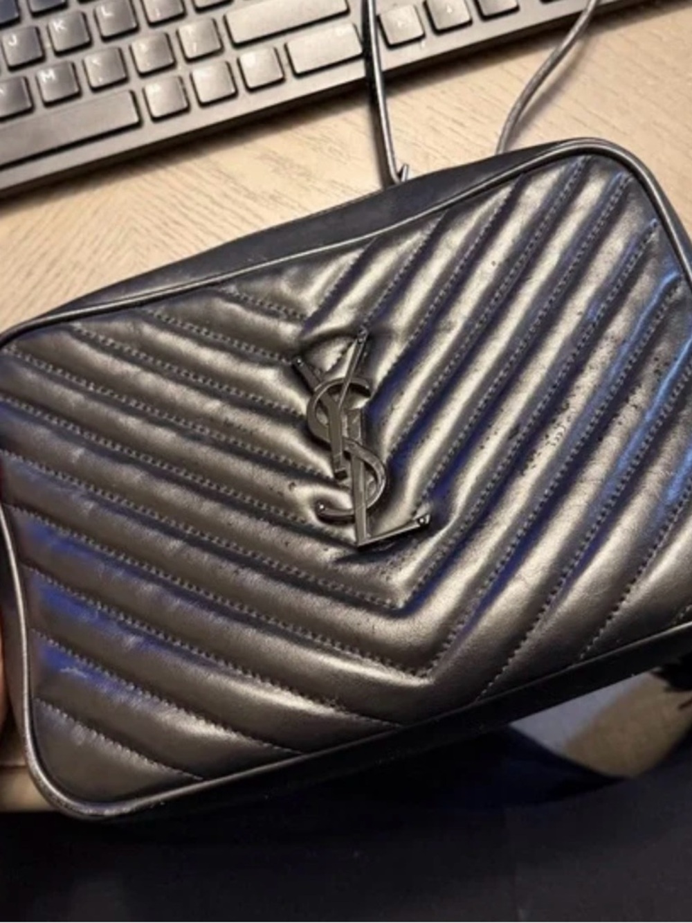 Saint Laurent Black Quilted Leather Crossbody Camera Bag